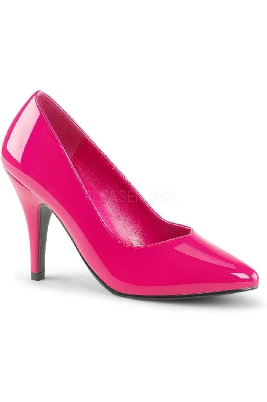Women's prom stiletto heel pumps in a shimmery fabricDREAM-420 Pump  | Fuchsia Patent