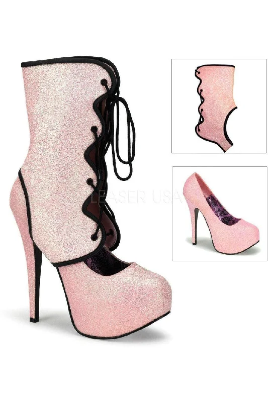 Women's satin - lined stiletto heel pumps for extra comfortTEEZE-31G Pump  | Pink Glitter