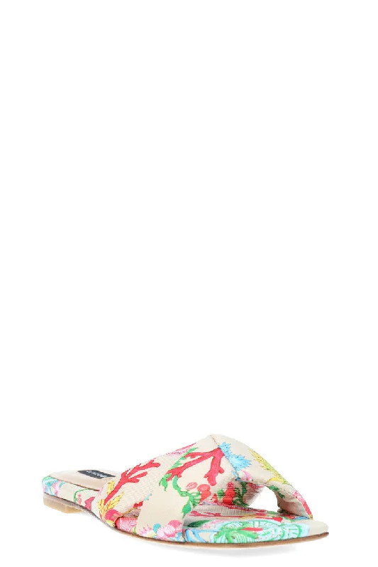 Women's Floral - Embroidered Heeled Sandals with Stiletto Heel in Multicolor for a Vibrant and Eye - Catching OutfitVitta Hinami Slide Sandals