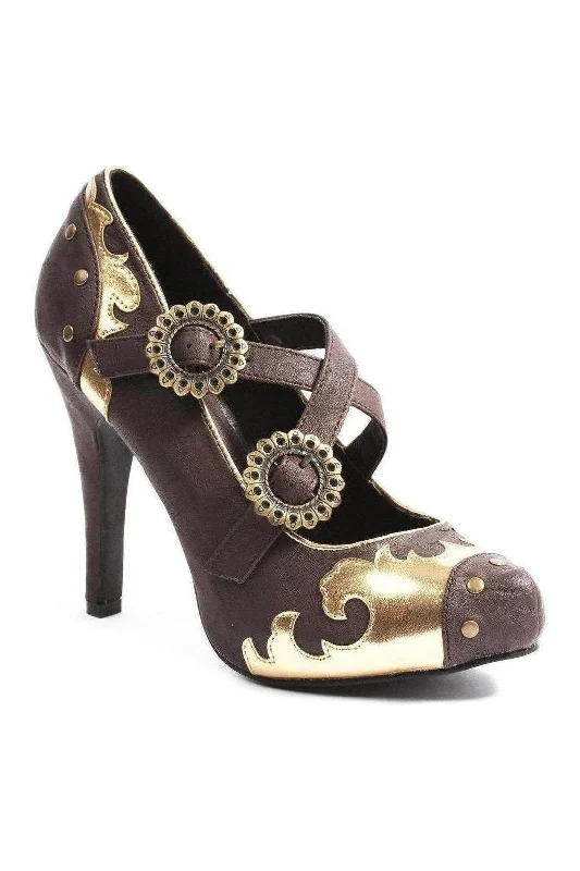 Women's wide - width stiletto heel pumps for a comfortable fit420-STEEL Pump | Brown Faux Leather Women's wide - width stiletto heel pumps for a comfortable fit420-STEEL Pump | Brown Faux Leather