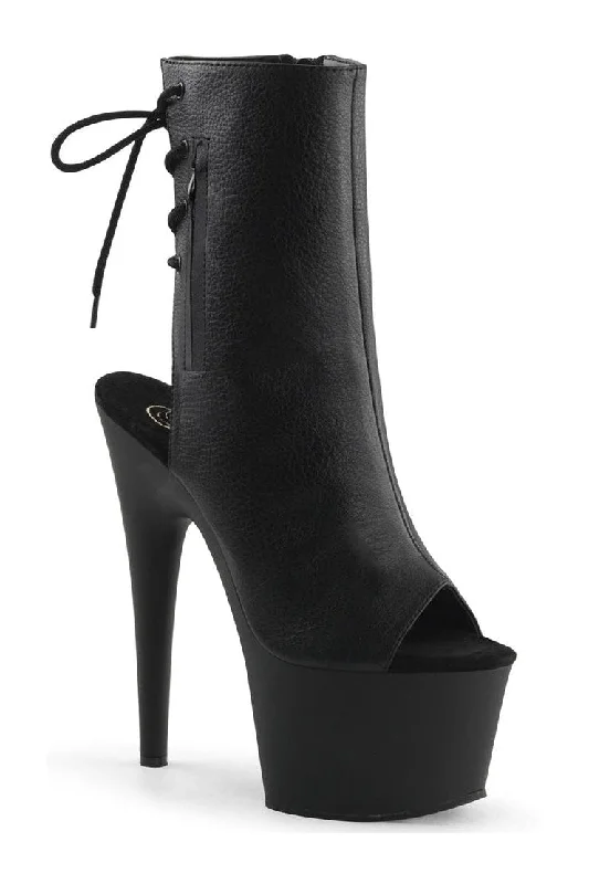 suede heeled boots for womenADORE-1018 Platform Boot  | Black Faux Leather