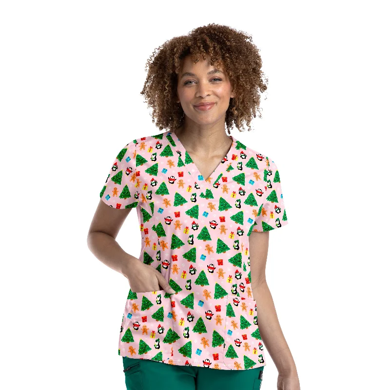 lightweight safety boots for womenMaevn Printed V-Neck Scrub Top - Christmas Holiday Party