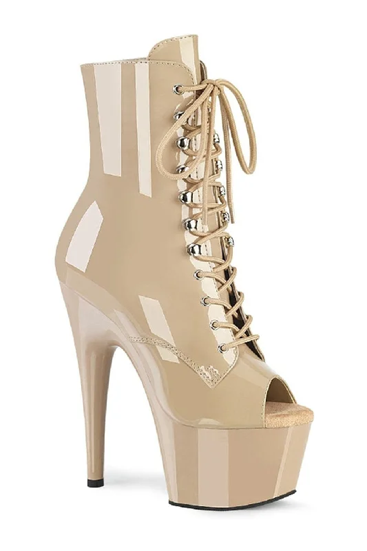 women's heeled boots with tassel detailsADORE-1021 Exotic Boot | Nude Patent