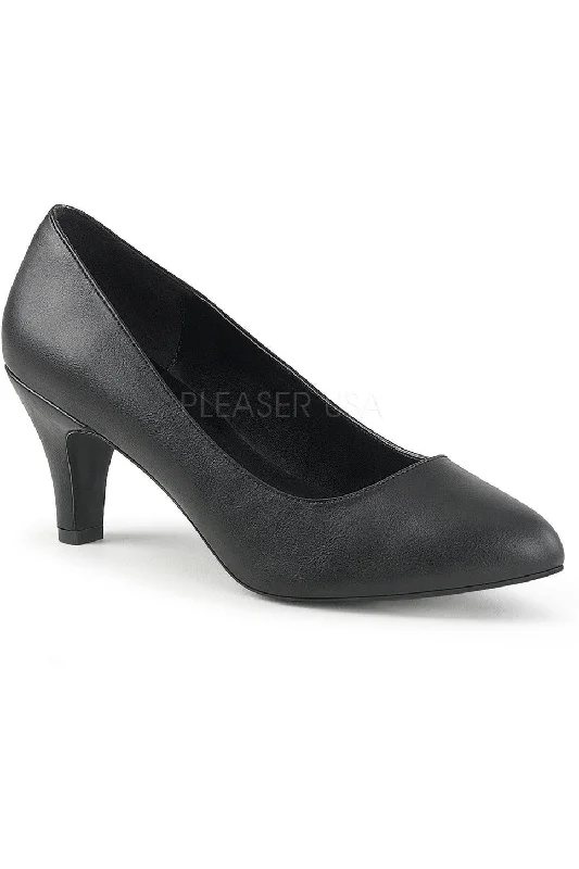 Women's wide - width stiletto heel pumps for a comfortable fitDIVINE-420 Pump | Black Faux Leather Women's wide - width stiletto heel pumps for a comfortable fitDIVINE-420 Pump | Black Faux Leather