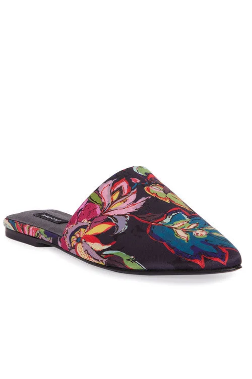 Women's Velvet Heeled Sandals with Kitten Heel in Burgundy for a Sophisticated and Elegant Evening LookAdore Sayuri Floral Slide