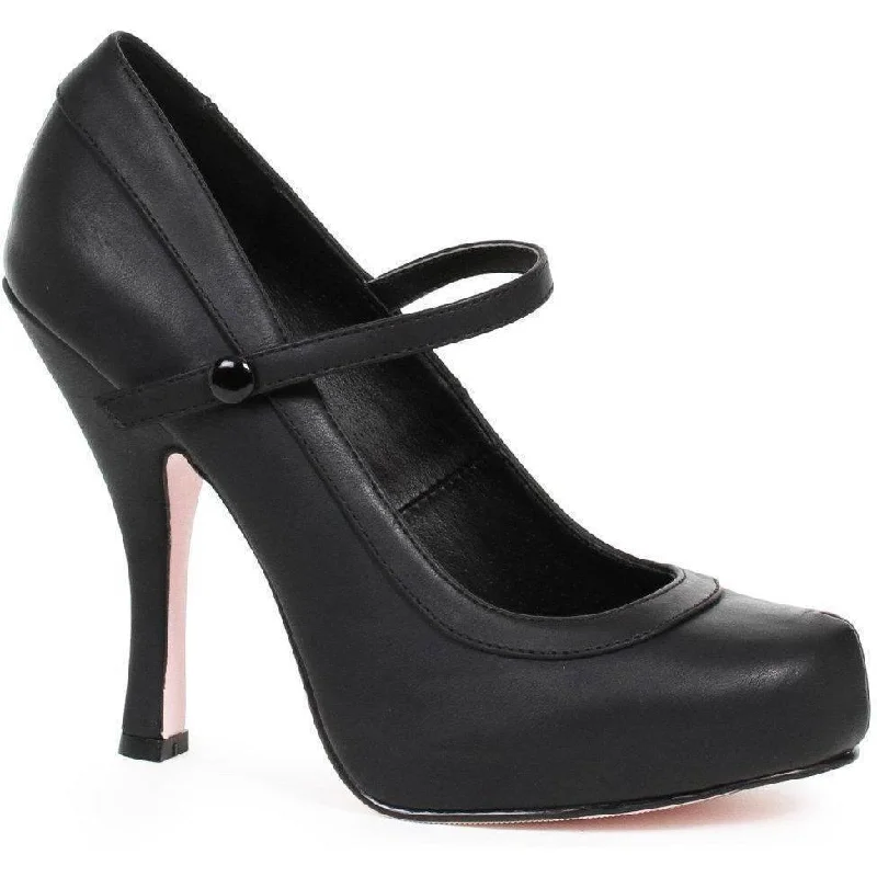 Women's prom stiletto heel pumps in a shimmery fabricSS-423-BABYDOLL Costume Pump | Black Faux Leather