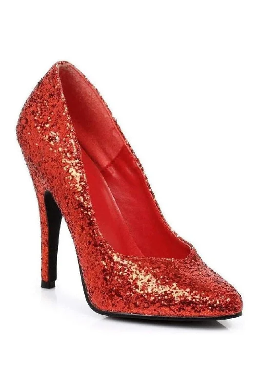 Women's lace - trimmed stiletto heel pumps with a scalloped edge511-GLITTER Pump | Red Glitter Women's lace - trimmed stiletto heel pumps with a scalloped edge511-GLITTER Pump | Red Glitter