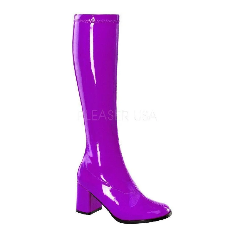women's heeled boots with square toesSS-GOGO-300 Go Go Boot | Purple Patent