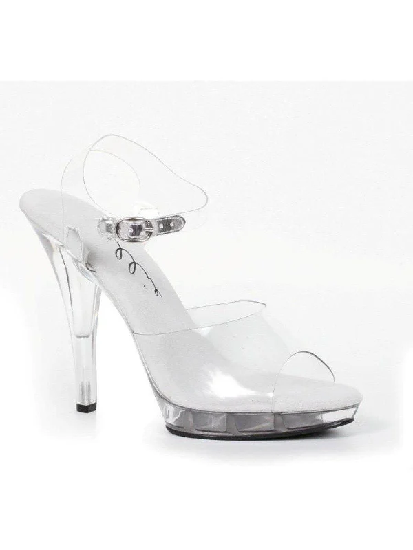 Women's Chunky Heeled Sandals with Studded Detail in Black for a Punk - Inspired and Edgy StyleEllie Shoes E-521-Brook-W 5" Heel Clear Women's WIDE Width Sandal.