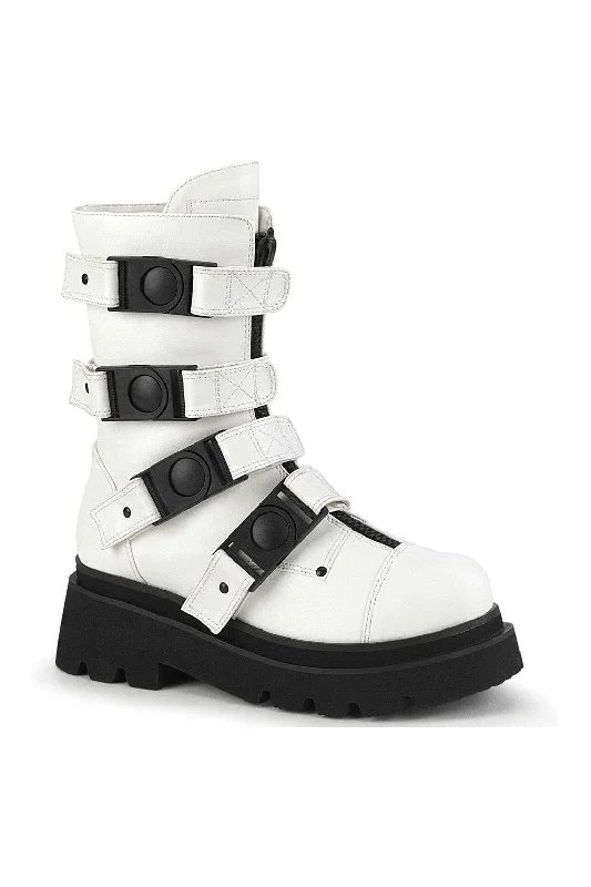 women's knee-high boots with fur liningRENEGADE-55 Knee Boot | White Faux Leather
