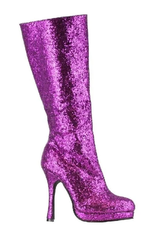 women's knee-high boots for plus size421-ZARA Knee Boot  | Purple  Glitter