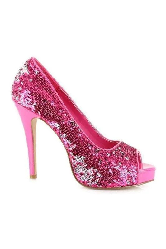 Women's pointed - toe slingback stiletto heel pumps in a peep - toe design415-FLAMINGO Pump | Pink Sequins Women's pointed - toe slingback stiletto heel pumps in a peep - toe design415-FLAMINGO Pump | Pink Sequins