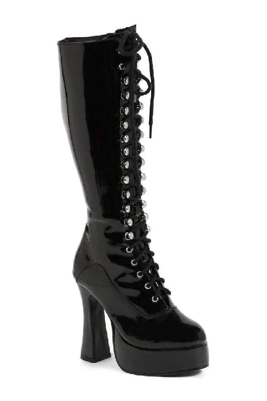stylish women's knee bootsEASY Knee Boot  | Black  Patent