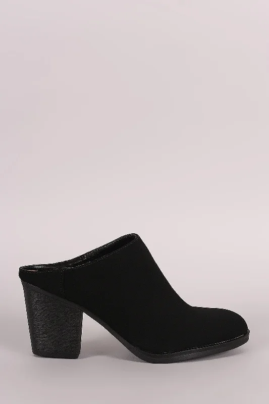 Women's stretchy stiletto heel pumps for easy on and offBamboo Nubuck Chunky Mule Heel