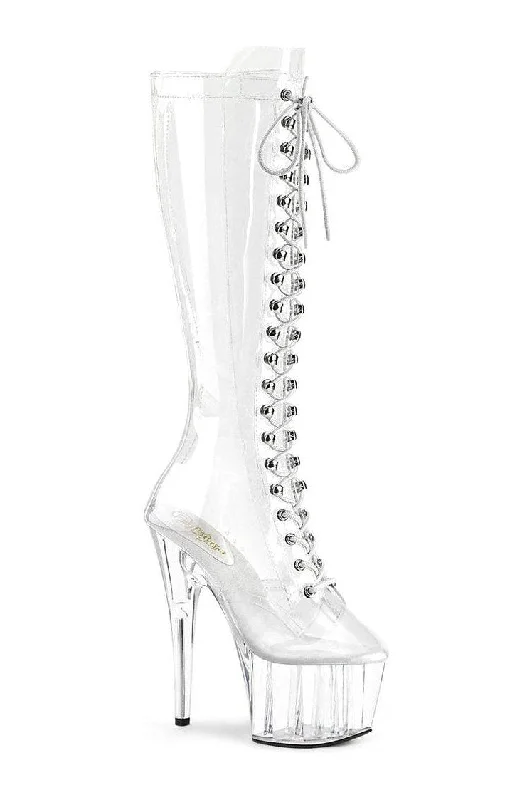 women's knee-high boots for rainy daysADORE-2020C Knee Boot | Clear Vinyl