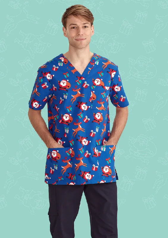 women's insulated safety bootsMens Christmas V-Neck Cotton Short Sleeve Scrub Top - Santa Electric Blue