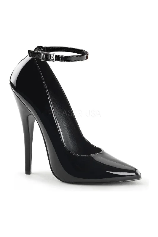 Women's prom stiletto heel pumps in a shimmery fabricDOMINA-431 Pump  | Black Patent