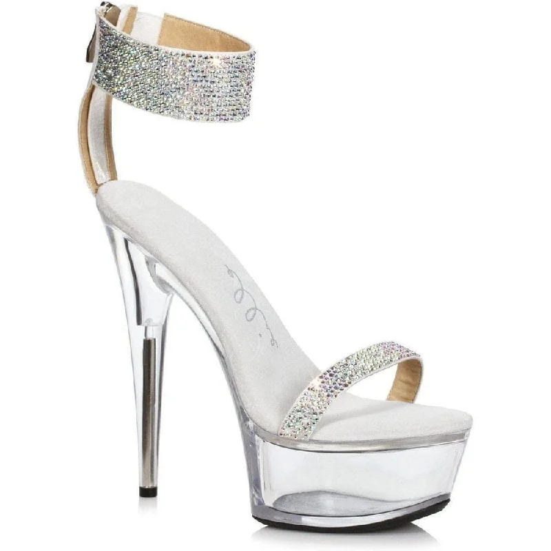 Women's Patent Leather Heeled Sandals with Bow Detail in Pink for a Sweet and Girly Summer LookSS-609-ANIKA Stripper Sandal | Silver Faux Leather