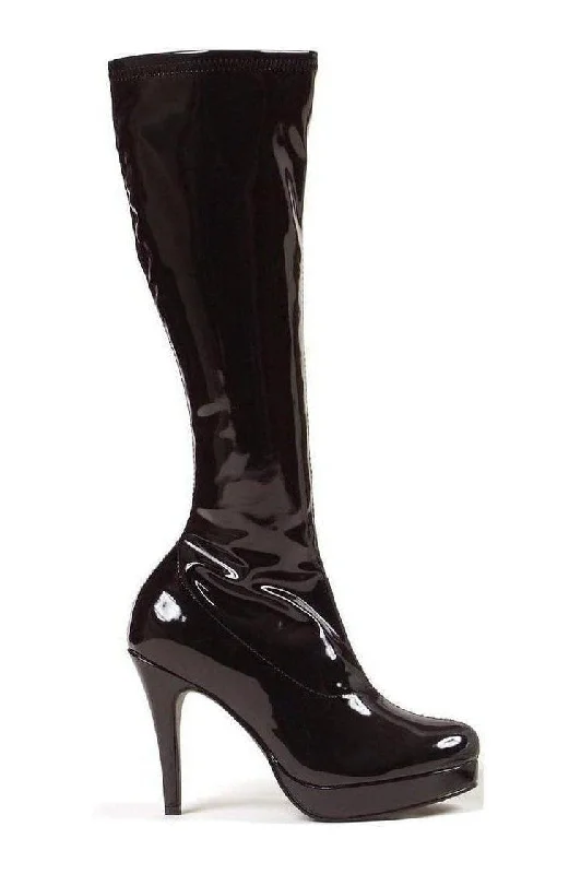 women's knee-high combat boots421-GROOVE Knee Boot  | Black  Patent