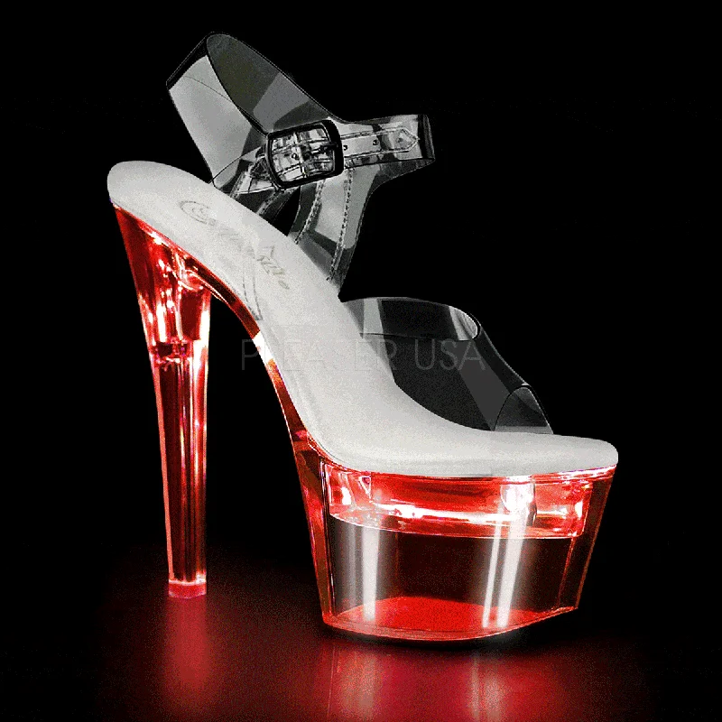 Women's Patent Leather Heeled Sandals with Bow Detail in Pink for a Sweet and Girly Summer LookFLASHDANCE-708 Platform Sandal | Clear Vinyl Women's Patent Leather Heeled Sandals with Bow Detail in Pink for a Sweet and Girly Summer LookFLASHDANCE-708 Platform Sandal | Clear Vinyl