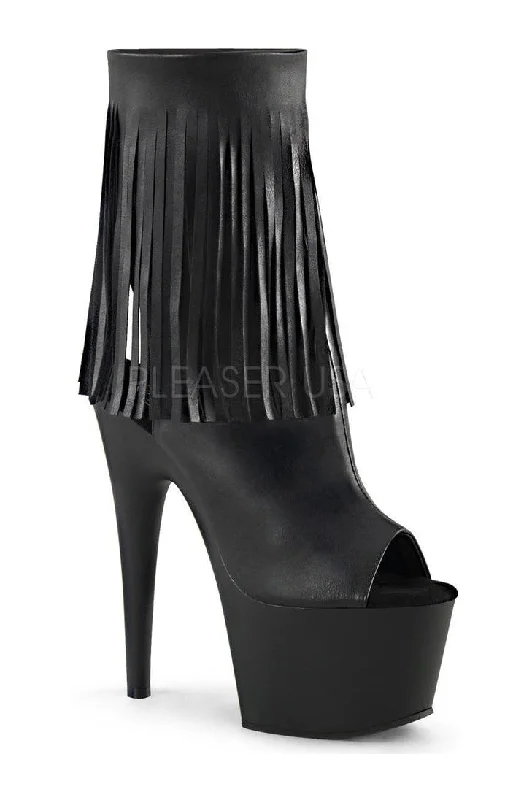 platform heeled boots for womenADORE-1019 Platform Boot  | Black Faux Leather