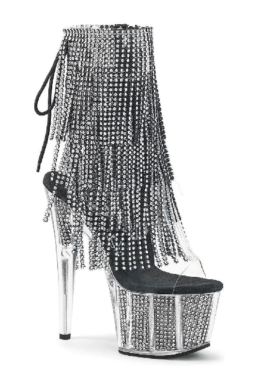women's heeled boots with unique designsADORE-1017SRS Platform Boot  | Black Vinyl
