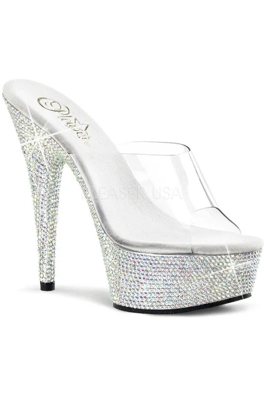 Plus Size Women's Chunky Heeled Sandals with T - Strap in Olive Green for a Practical and Fashionable OptionSS-BEJEWELED-601DM Platform Slide | Clear Vinyl Plus Size Women's Chunky Heeled Sandals with T - Strap in Olive Green for a Practical and Fashionable OptionSS-BEJEWELED-601DM Platform Slide | Clear Vinyl