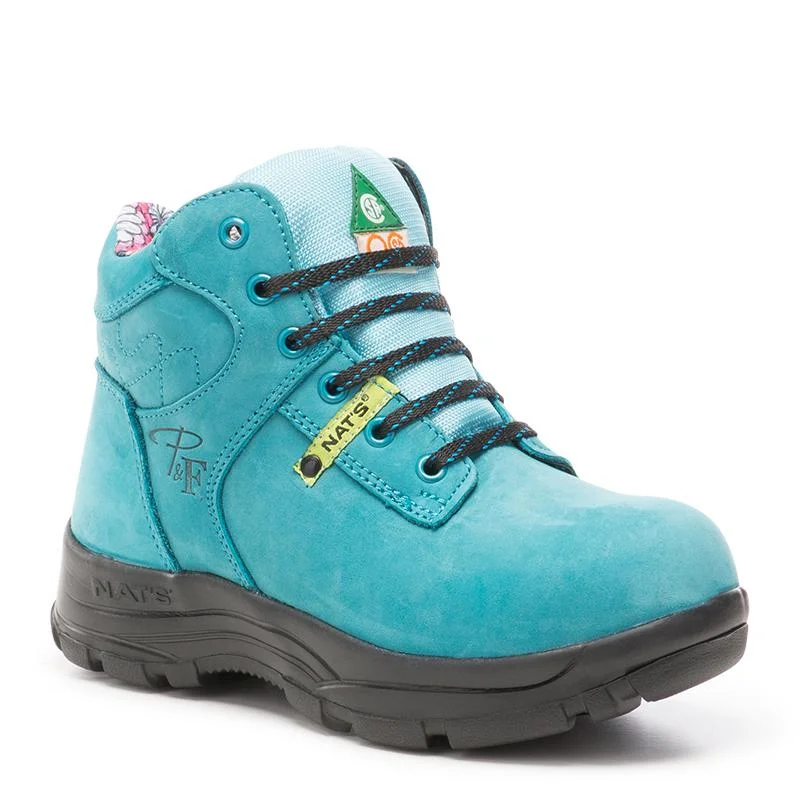 women's work boots for janitorsPF686T - Teal Women's 6" steel toe, kevlar plate leather work boots