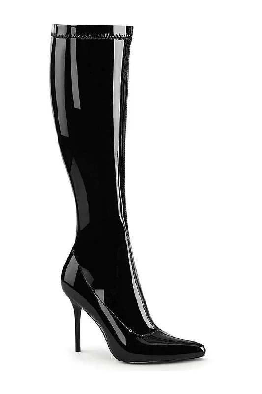 women's designer knee bootsCLASSIQUE-2000 Knee Boot | Black Patent