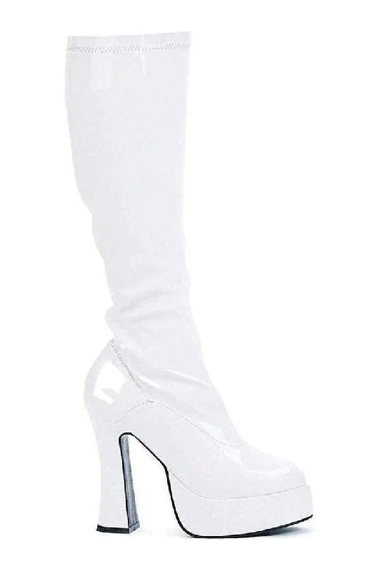 women's tall boots with heelsCHACHA Knee Boot  | White Patent