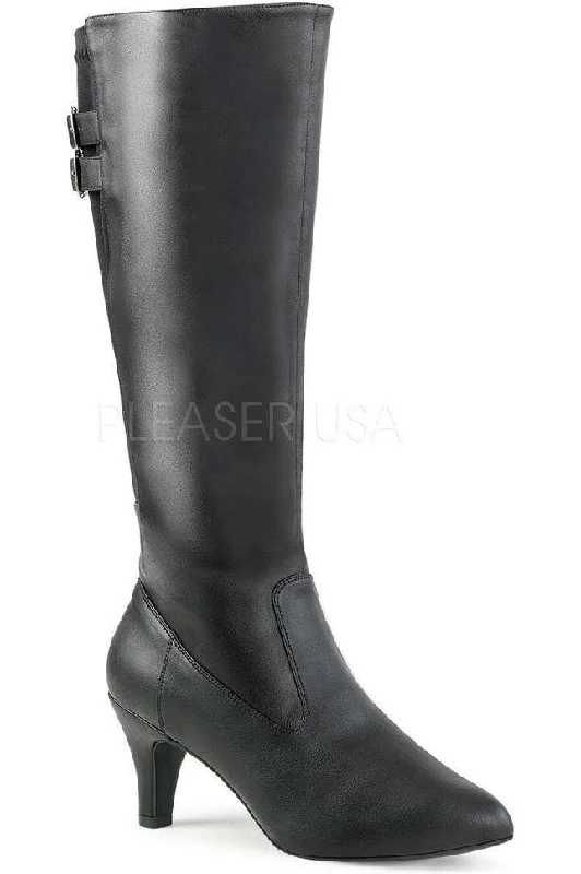 women's designer knee bootsDIVINE-2018 Knee Boot | Black Faux Leather