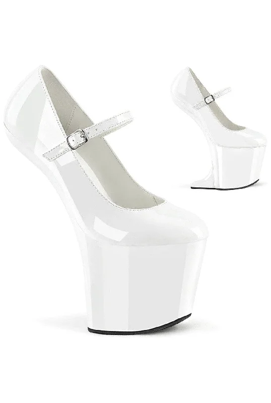 Women's brocade stiletto heel pumps with a vintage feelCRAZE-880 White Patent Pump