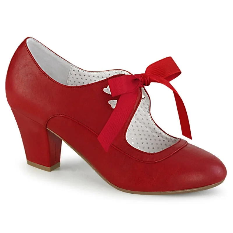 Women's stretchy stiletto heel pumps for easy on and offSS-WIGGLE-32 Pump | Red Faux Leather Women's stretchy stiletto heel pumps for easy on and offSS-WIGGLE-32 Pump | Red Faux Leather