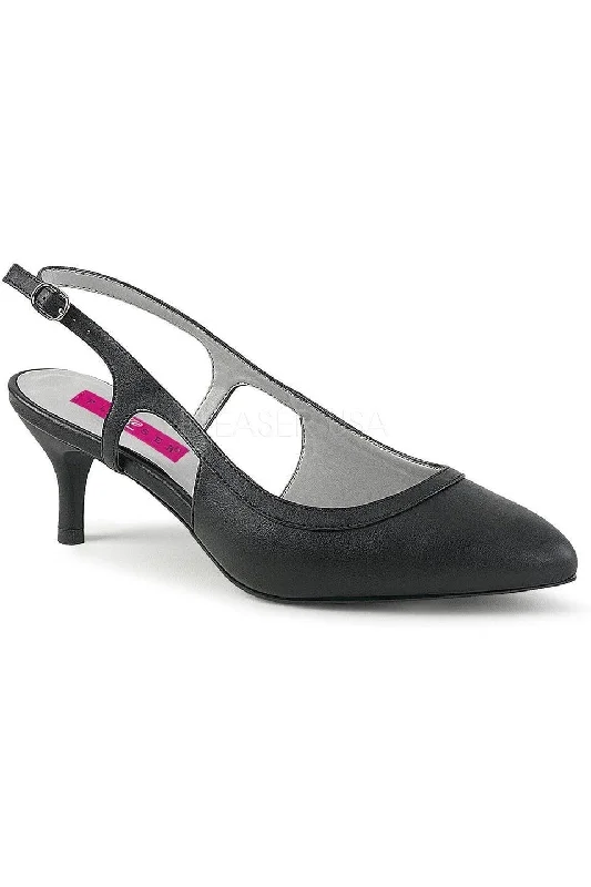 Women's wide - width stiletto heel pumps for a comfortable fitKITTEN-02 Pump | Black Faux Leather Women's wide - width stiletto heel pumps for a comfortable fitKITTEN-02 Pump | Black Faux Leather