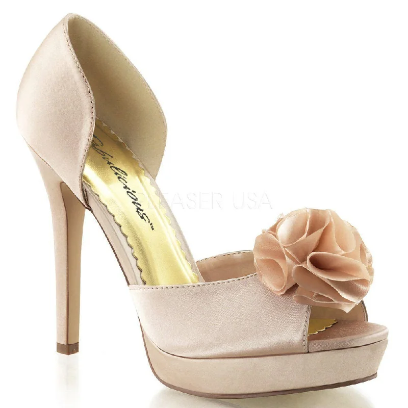 Women's mule - style stiletto heel pumps with a bow accentSS-LUMINA-34 Pump | Champagne Genuine Satin Women's mule - style stiletto heel pumps with a bow accentSS-LUMINA-34 Pump | Champagne Genuine Satin