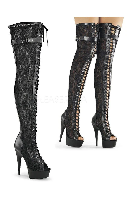 women's heeled boots for office wearDELIGHT-3025ML Platform Boot  | Black Mesh