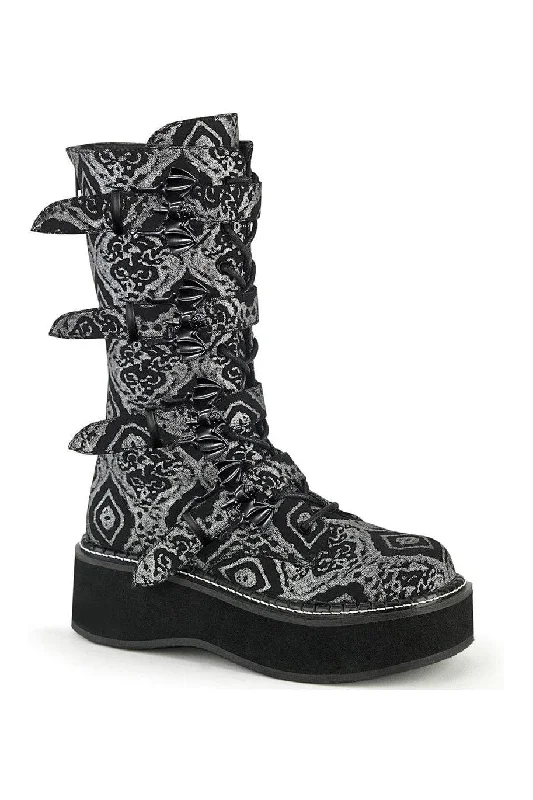women's knee-high boots for petiteEMILY-322 Knee Boot | Black Faux Leather