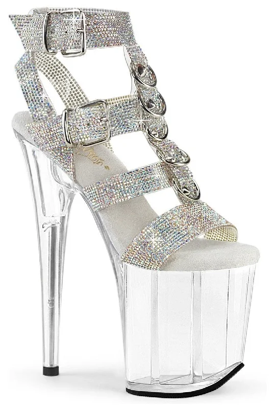 Women's Leather Heeled Sandals with Chunky Heel and Buckle Detail in Brown for a Rustic and Trendy AppealPleaser FLAMINGO-856RS Sandal