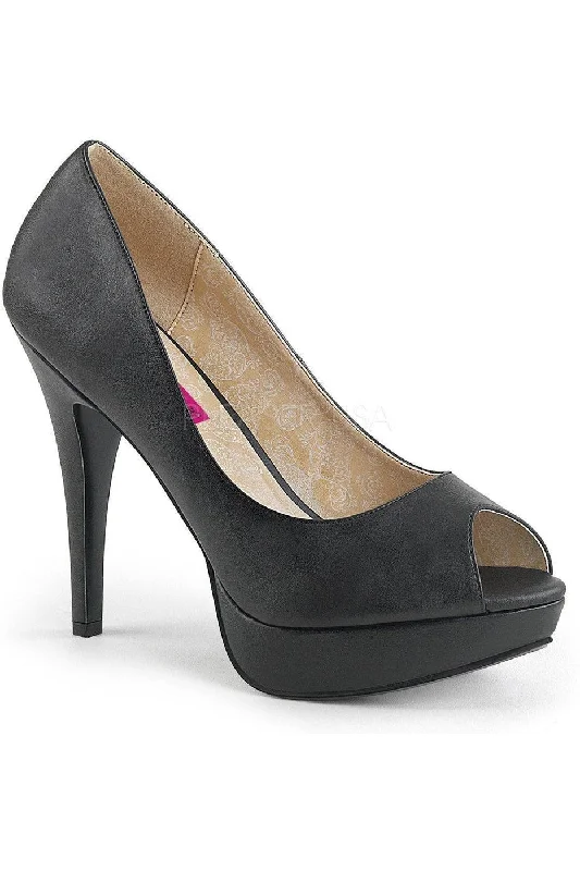 Women's pointed - toe slingback stiletto heel pumps in a peep - toe designCHLOE-01 Pump | Black Faux Leather Women's pointed - toe slingback stiletto heel pumps in a peep - toe designCHLOE-01 Pump | Black Faux Leather