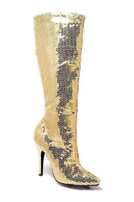 women's wide-calf knee boots511-TIN Knee Boot  | Gold Faux Leather