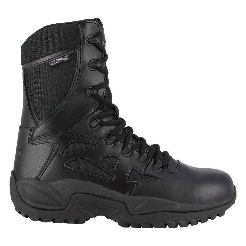 Women's Rapid Response Rb 8 Inch Soft-Toe Waterproof Military Work Boot Black