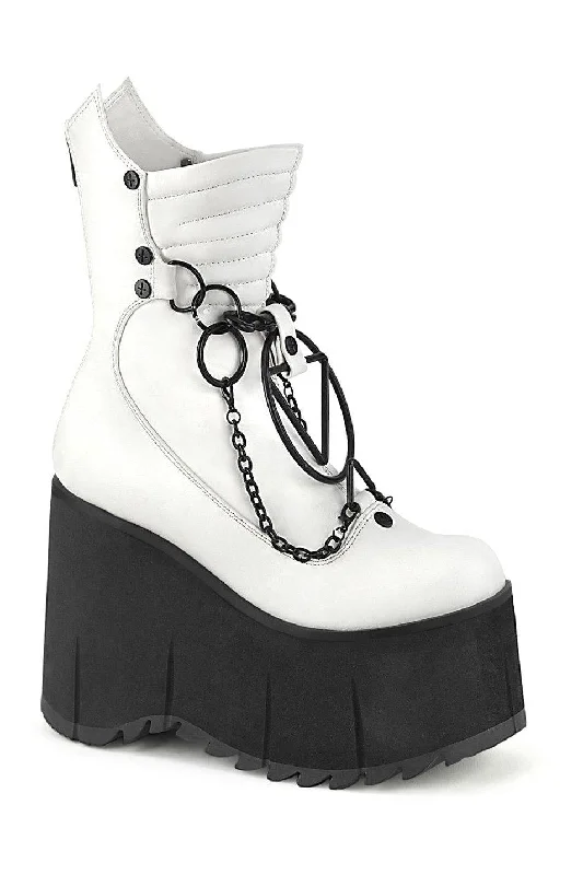 women's knee boots with low heelKERA-130 Knee Boot | White Faux Leather