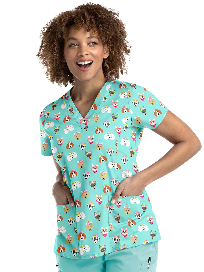 women's safety boots for weldingMaevn Printed V-Neck Scrub Top - Picture Perfect
