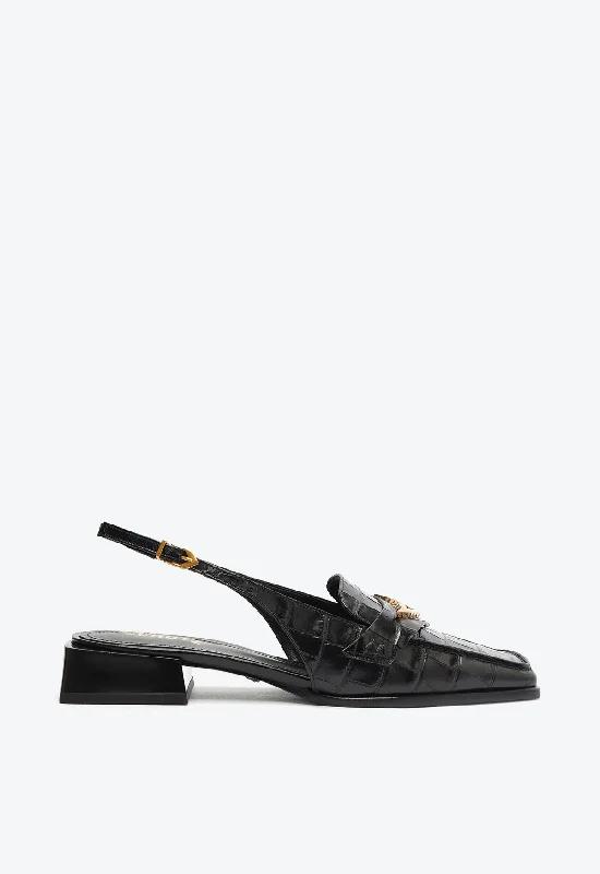 Women's wedding stiletto heel pumps with a pearl - encrusted strapArizona Sling Block Leather Pump Women's wedding stiletto heel pumps with a pearl - encrusted strapArizona Sling Block Leather Pump