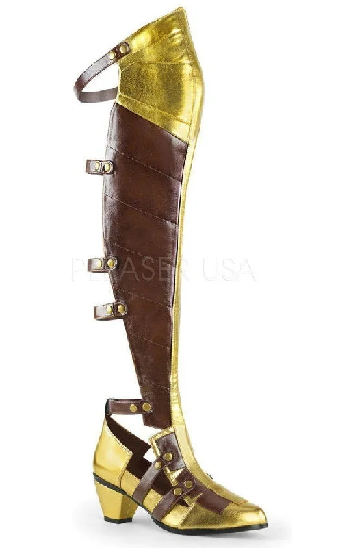 women's tall boots with heelsMAIDEN-8830 Costume Knee Boot | Brown Faux Leather