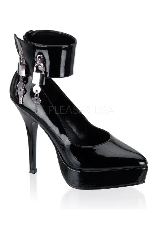 Women's satin - lined stiletto heel pumps for extra comfortINDULGE-534 Pump  | Black Patent