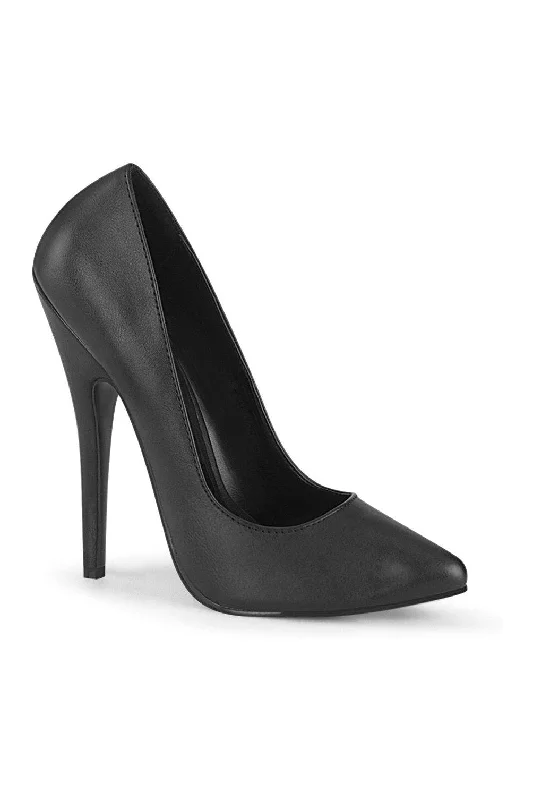 Women's studded stiletto heel pumps for an edgy lookDOMINA-420 Pump | Black Faux Leather Women's studded stiletto heel pumps for an edgy lookDOMINA-420 Pump | Black Faux Leather