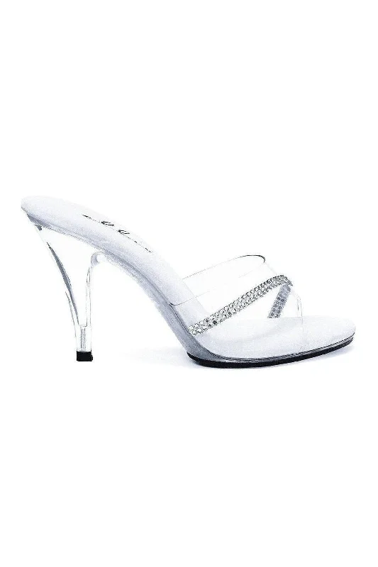 Women's Beaded Heeled Sandals with Strappy Design in White for a Romantic and Feminine Wedding Guest OutfitSS-405-JESSE Slide | Clear Vinyl Women's Beaded Heeled Sandals with Strappy Design in White for a Romantic and Feminine Wedding Guest OutfitSS-405-JESSE Slide | Clear Vinyl