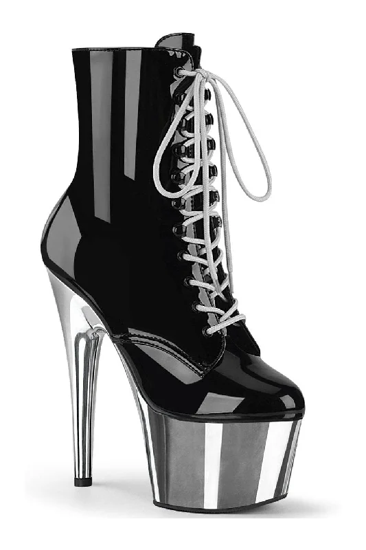 women's heeled boots with furADORE-1020 Exotic Boot | Black Patent