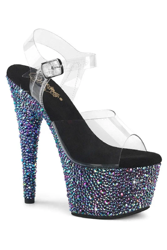 Women's Chunky Heeled Sandals with Studded Detail in Black for a Punk - Inspired and Edgy StylePleaser BEJEWELED-708MS Sandal Women's Chunky Heeled Sandals with Studded Detail in Black for a Punk - Inspired and Edgy StylePleaser BEJEWELED-708MS Sandal